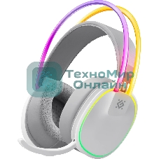 Гарнитура Defender Tsunami белый, беспроводная + проводная, Bluetooth / USB, до 40 ч, подсветка