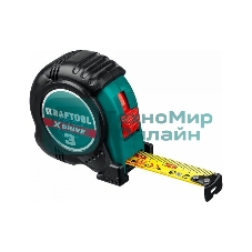 Рулетка KRAFTOOL X-Drive 3м/19мм с ударостойким обрезиненным корпусом