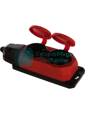 Колодка каучуковая ЭРА с/з 2 гн 16A IP44 красная (12/120/720)