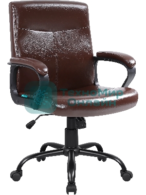 Кресло Defender MADRID коричневый, экокожа, 120 кг, механизм качания