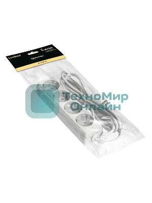 Удлинитель ExeGate ECE-4-5W (EX285818RUS), белый, 5 м, евровилка с заземлением, 4 евророзетки с заземлением, 2200 Вт