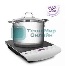 Плита настольная электрическая Kitfort КТ-101 белый/черный, стеклокерамика