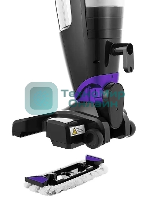 Пылесос вертикальный паровой Kitfort KT-575-1 черный, питание питание от сети, 1600 Вт, уборка влажная/паром/сухая, пылесборник 1.1 л