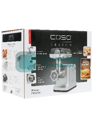 Мясорубка электрическая CASO FW 2000 серебристый, 2000 Вт, 2.5 кг/мин, реверс, защита от перегрузки, насадки - 5