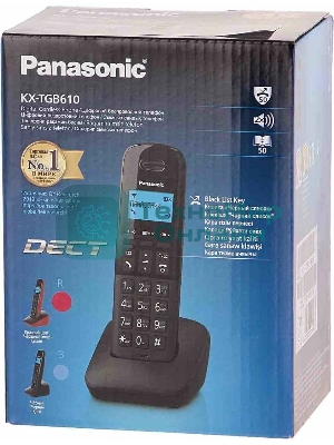Телефон беспроводной (DECT) Panasonic KX-TGb610RUR, Монохромный, АОН, черный/красный