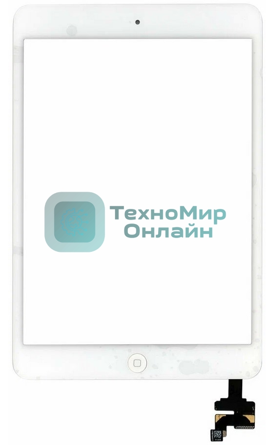 Сенсорное стекло (тачскрин) Ipad mini + stiker + IC с кнопкой Home, белое (A1432 A1454 A1455) OEM