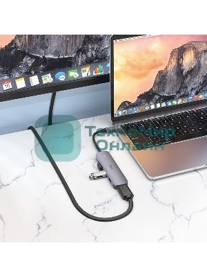 Разветвитель USB-C Hoco HB27 4порт. серый