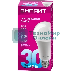 Лампа светодиодная ОНЛАЙТ 61972 OLL-A70-30-230-6.5K-E27