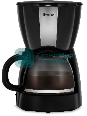 Кофеварка капельная Vitek VT-1503 черный, исп. кофе - молотый, 1.2 л, 900 Вт.