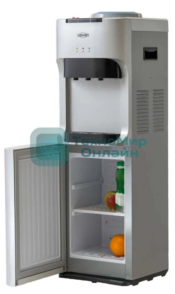 Кулер для воды Vatten V45SKB, верхняя загрузка, нагрев 90 °С, охлаждение 10 °С, серебристый/черный