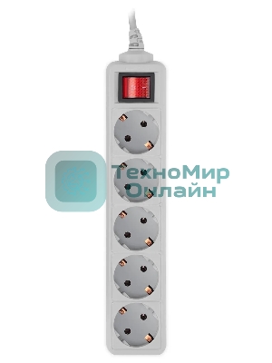 Сетевой фильтр PC Pet AP01006-3-GR 3 м, 5 розеток, серый