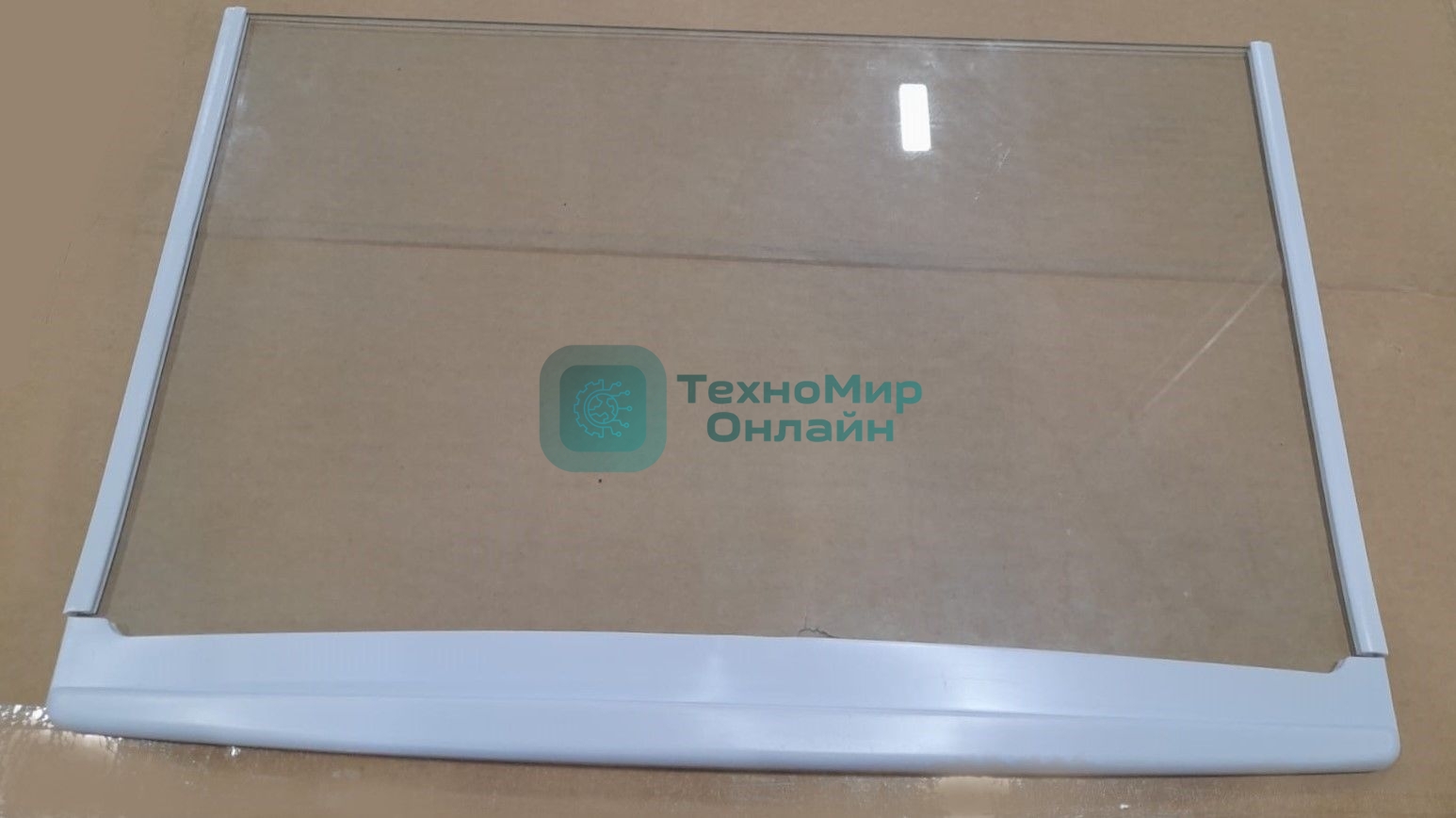 Полка стеклянная 495 х 338 х 4 с обрамлением нижняя (для холодильников с нижней МК, кроме R-290; R-296)