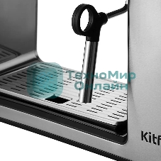 Кофеварка рожковая Kitfort КТ-7515 серебристый, исп. кофе - молотый, 1 л, 1450 Вт, 15 бар