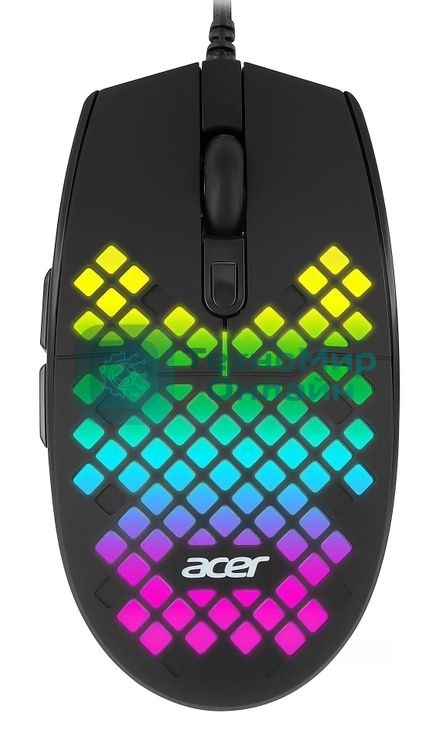 Мышь проводная Acer OMW134 черный, 3200 dpi, USB, кнопки - 6