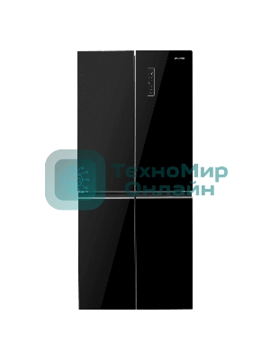 Холодильник Maunfeld MFF183NFBE черный трехкамерный 270/135л морозилка снизу, NoFrost, Side by Side