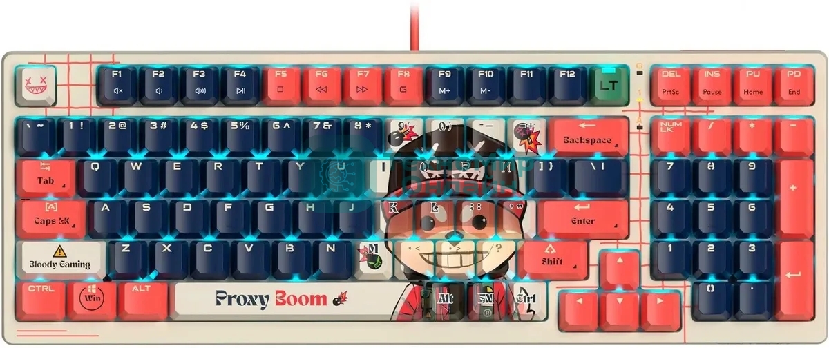 Клавиатура проводная A4Tech Bloody AT98 Proxy Boom USB бежевый/красный