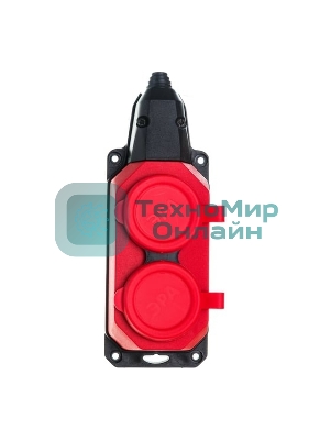 Колодка каучуковая ЭРА с/з 2 гн 16A IP44 красная (12/120/720)