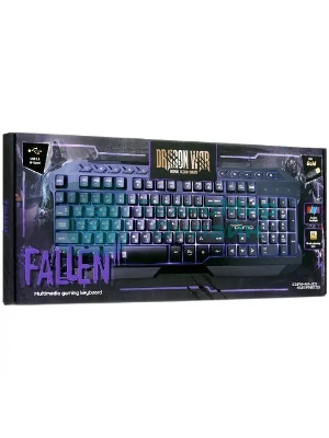 Клавиатура проводная игровая Qumo Fallen 2 K56, проводная, 104 + 10 клавиш мультимедиа, встроенные подсветки общая + кнопок 3 цвета