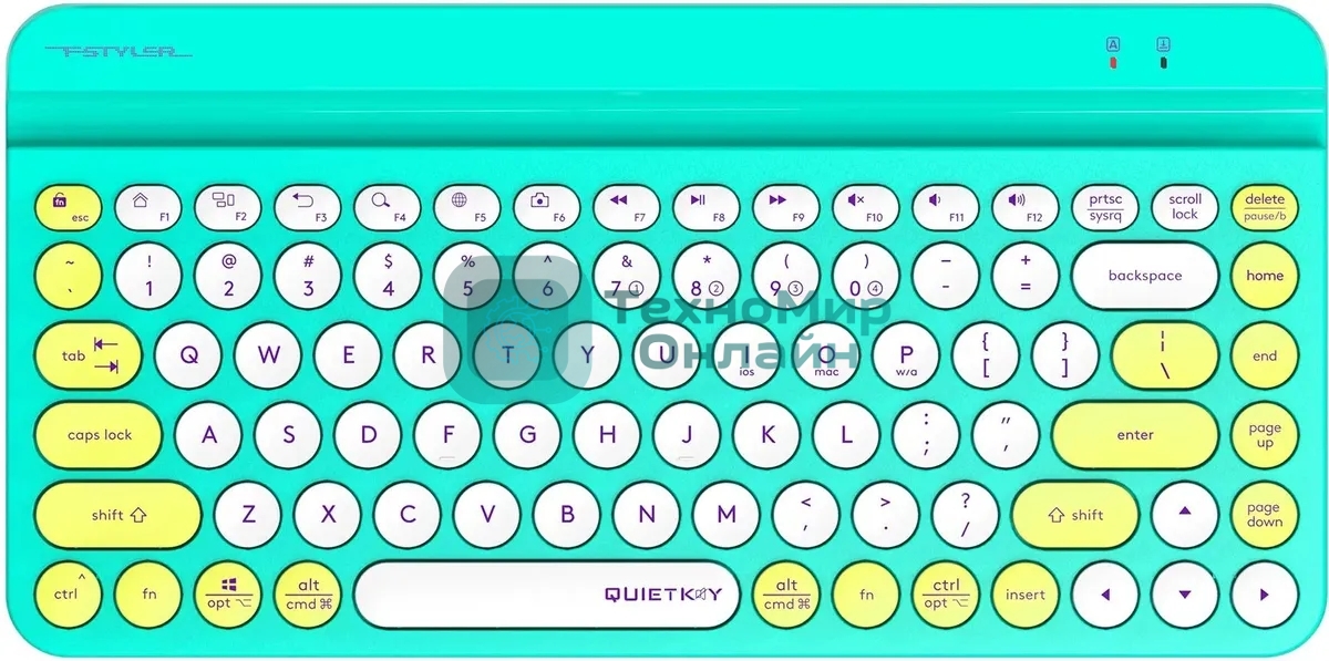 Клавиатура беспроводная A4Tech Fstyler FBK30, USB, Bluetooth/Радиоканал, зеленый