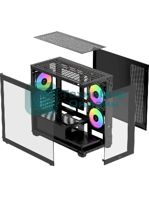 Компьютерный корпус Ocypus Gaммa C52 BK ARGB mATX/win/black/3 ARGB fans/no PSU/Tempered Glass