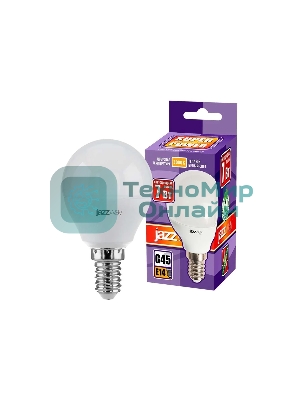 Лампа светодиодная JazzWay PLED-SP-G45 7Вт шар 3000К теплый белый E14 540лм 230В