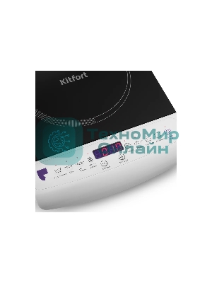 Плита настольная электрическая Kitfort КТ-101 белый/черный, стеклокерамика