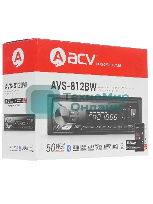 Автомагнитола ACV AVS-812BW, 1 DIN, Bluetooth, USB Type-A, AUX