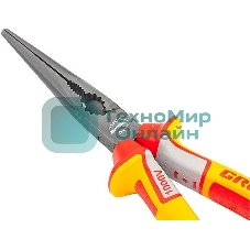 Длинногубцы GROSS 17177 диэлектрические рукоятки до 1000в трехкомпонентные рукоятки 205 мм