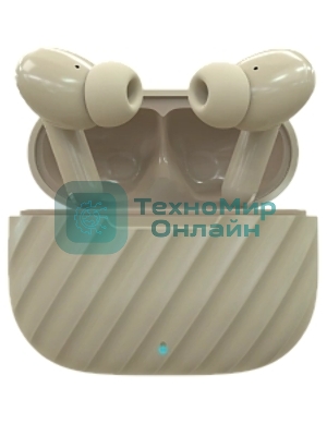 Наушники TWS More choice БВ37 бежевый, внутриканальные, Bluetooth, сенсорное управление, до 4 ч