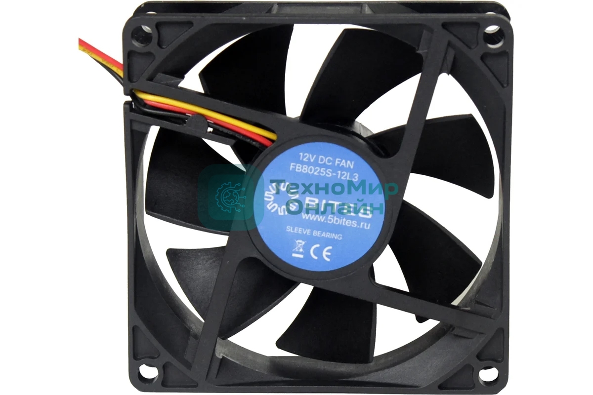 Вентилятор для корпуса 5bites FB9225S-12H3 черный, 92 x 92 мм, 2500 об/мин, 32 дБ, 3 pin