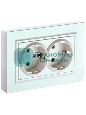 Розетка 2-местная IEK BRITE РС12-3-БрЖ с заземлением, без защитных шторок, 16А в сборе, жемчуг
