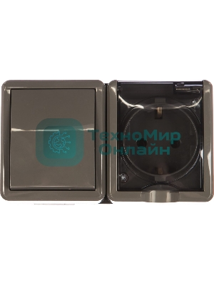 Блок ОП розетка+выключатель ЭРА 11-7401-03 16АХ(10AX)-250В IP54 Эксперт сер.