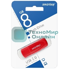 Флешка USB Smartbuy Scout Red (SB008 Gb2SCR), 8Gb, USB 2.0, R/W 15/8, красный