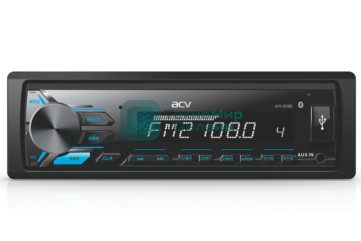 Автомагнитола ACV AVS-812BW, 1 DIN, Bluetooth, USB Type-A, AUX
