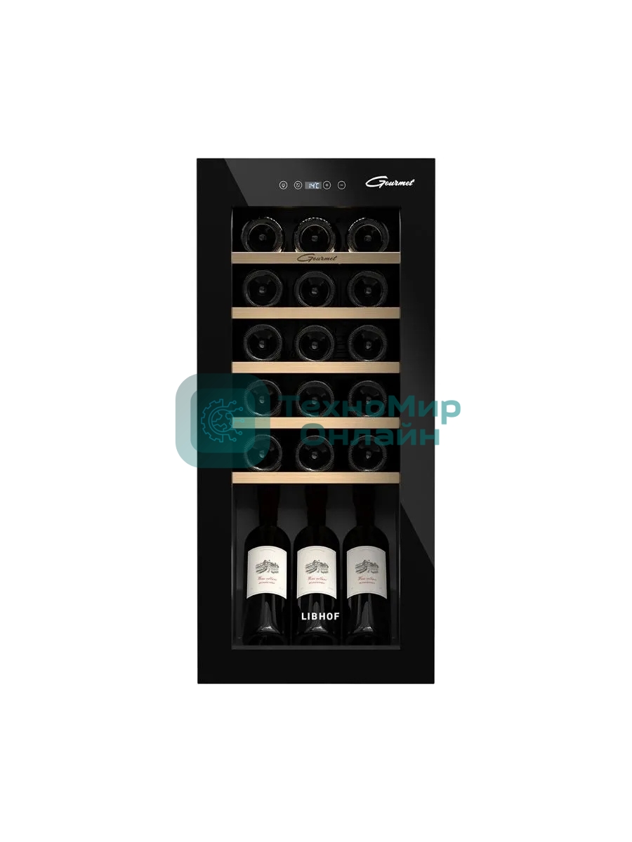 Винный шкаф Libhof GM-18 черный, 53 л, 1 отсек, 18 бут., класс A