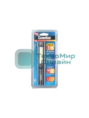Фонарь-ручка Camelion LED51521 COB LED+1W LED, 3XR03, пластик, магнит, клипса, блистер