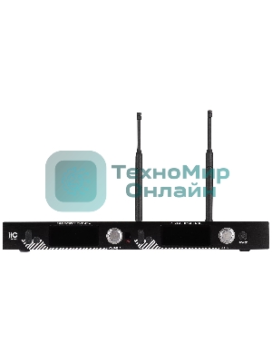 Радиосистема ITC T-521US UHF двухканальная радиосистема с двумя головными микрофонами, LCD дисплей, частотный диапазон 470-510 MHz.