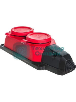 Колодка каучуковая ЭРА с/з 2 гн 16A IP44 красная (12/120/720)