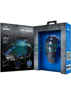Мышь проводная SVEN RX-G880 черный, 7000 dpi, USB, кнопки - 7