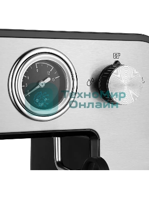 Кофеварка рожковая Kitfort КТ-7515 серебристый, исп. кофе - молотый, 1 л, 1450 Вт, 15 бар