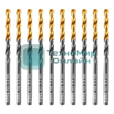 Сверло по металлу Denzel 3,5 мм, HSS-Tin, Golden Tip, 10 шт.
