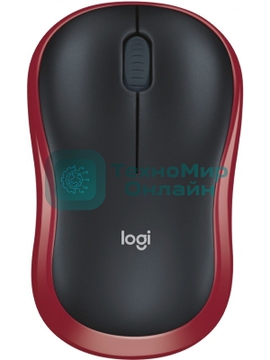 Мышь беспроводная Logitech M185, красный, 1000 dpi, радиоканал, USB, кнопки - 3