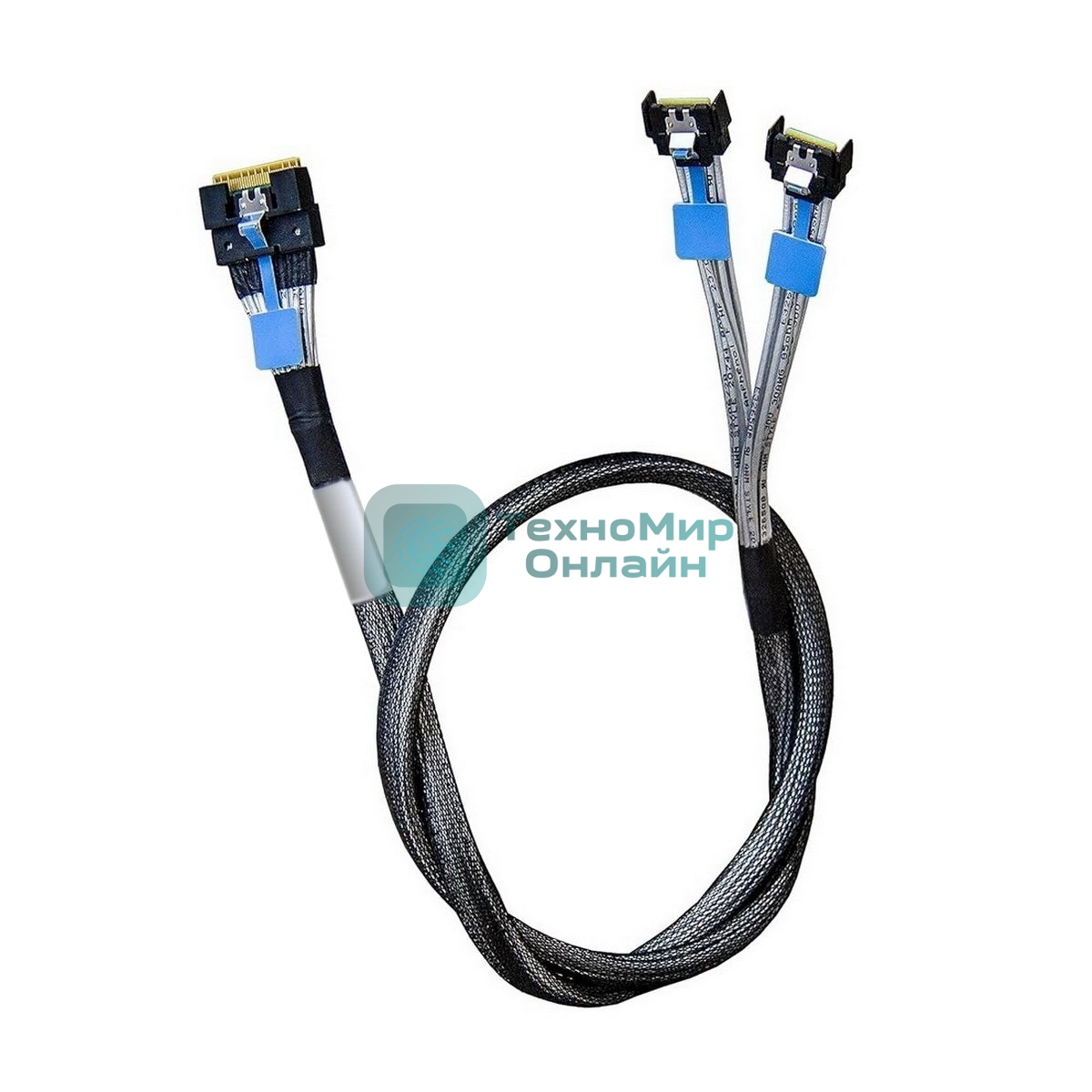 Кабель Amphenol RMC38-0824, Slimline SAS x8 74P -TO- 2x MCIO x4 38P, 85 Ohm, L: 80 см