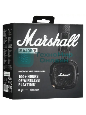 Беспроводные/проводные наушники Marshall Major V черный, накладные, Bluetooth + проводной, беспроводная зарядка, до 100 ч