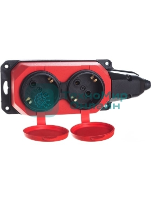 Колодка каучуковая ЭРА с/з 2 гн 16A IP44 красная (12/120/720)