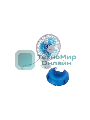 Вентилятор Energy EN-0601 белый/синий, настольный, 15 Вт, 2 скорости, 15 см, с прищепкой
