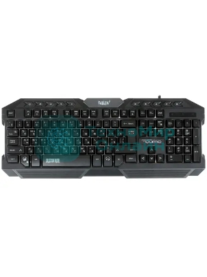 Клавиатура проводная игровая Qumo Fallen 2 K56, проводная, 104 + 10 клавиш мультимедиа, встроенные подсветки общая + кнопок 3 цвета
