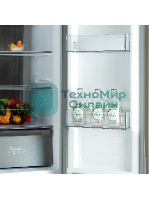 Холодильник Бирюса CD 496 TBG текстурированное черное стекло трехкамерный 334/162л морозилка снизу, NoFrost, Side by Side