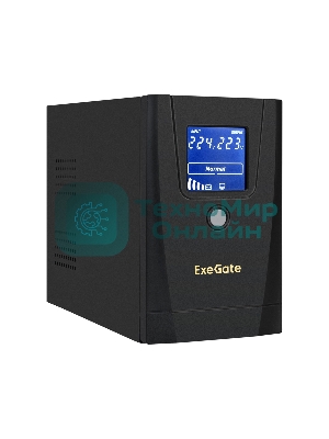 Источник бесперебойного питания ExeGate SpecialPro Smart LLB-1000.LCD.AVR.1SH.2C13.RJ.USB 1000VA/550W, LCD, AVR, 1*Schuko+2*C13, RJ45/11,USB, металлический корпус, черный