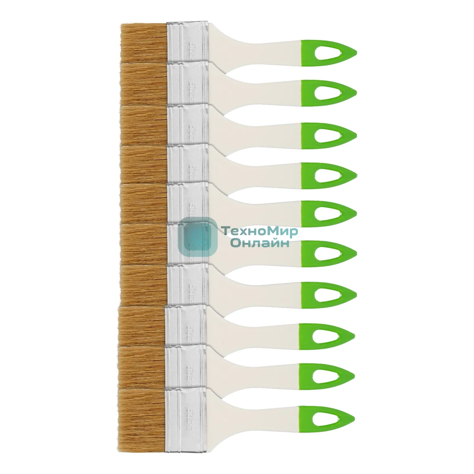 Кисть флейцевая Сибртех, 50, 8, натуральная щетина, пластиковая рукоятка, 10шт